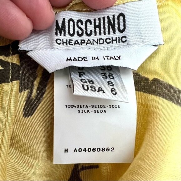 Moschino Painted Floral Silk Faux Wrap Surplice Dress - Picture 9 of 10